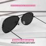 Imagem de Oculos Sol Feminino Aviator Aço Inoxidavel Preto + Case