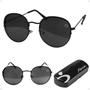 Imagem de oculos sol feminino casual preto aço inoxidavel praia + case presente armação preta qualidade premium moda lente preta