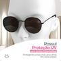 Imagem de oculos sol feminino casual preto aço inoxidavel praia + case presente armação preta qualidade premium moda lente preta