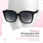 Imagem de oculos sol feminino casual proteção uv vintage praia + case acetato moda luxo estiloso preto verão