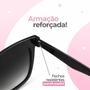 Imagem de oculos sol feminino casual vintage praia proteção uv + case quadrado black piano qualidade premium