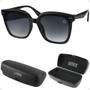 Imagem de Oculos sol feminino casual vintage praia proteção uv quadrado acetato + case black piano preto verão