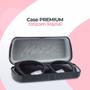 Imagem de oculos sol feminino gatinho preto proteção uv + case emborrachado preto presente qualidade premium