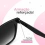 Imagem de Óculos Sol Feminino Grife Casual Degradê Proteção Uv Preto Vintage Verão Quadrado Parafusado + CASE
