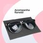 Imagem de Oculos Sol Feminino Preto Redondo Protecao Uv Acetato + Case