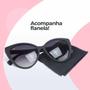 Imagem de Óculos sol feminino proteção UV emborrachado gatinho + case moda original preto delicado presente