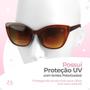 Imagem de oculos sol feminino proteção uv gatinho praia vintage + case qualidade premium estiloso luxo verão