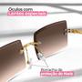 Imagem de oculos sol feminino proteção uv metal vintage social + case estiloso verão dourado moda ultra premium hastes metal luxo
