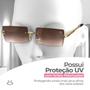 Imagem de oculos sol feminino proteção uv metal vintage social + case estiloso verão dourado moda ultra premium hastes metal luxo