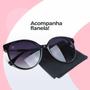 Imagem de oculos sol feminino proteção uv preto vintage redondo + case estiloso exclusivo moda original