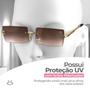 Imagem de oculos sol feminino social proteção uv metal vintage + case original retangular ultra premium verão