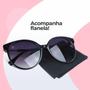 Imagem de Oculos Sol Feminino Vintage Preto + Case Estiloso Exclusivo