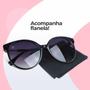 Imagem de oculos sol feminino vintage preto redondo + case exclusivo moda estiloso qualidade premium original
