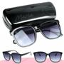 Imagem de oculos sol feminino vintage proteção uv + case original preto estiloso moda qualidade premium