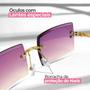 Imagem de oculos sol feminino vintage proteção uv moda casual + case dourado luxo estiloso hastes metal verão