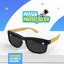 Imagem de Oculos Sol Infantil Preto Madeira Praia Proteção Uv + Case