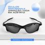 Imagem de oculos sol lupa preto masculino praia proteção uv + case lente azul espelhada moda casual presente