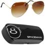 Imagem de oculos sol masculino aço inox aviador banhado ouro + case armação dourada original lente marrom presente social casual