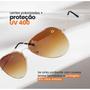 Imagem de oculos sol masculino aço inox aviador banhado ouro + case armação dourada original lente marrom presente social casual