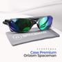 Imagem de Oculos Sol Masculino Case Lupa Proteção UV Acetato qualidade premium azul verde moda casual lente azul espelhada vilão