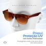 Imagem de Oculos Sol Masculino Clubmaster Verão Proteção UV + Case estiloso vintage qualidade premium acetato casual marrom