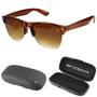 Imagem de Oculos Sol Masculino Clubmaster Verão Proteção UV + Case estiloso vintage qualidade premium acetato casual marrom