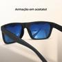 Imagem de oculos sol masculino uv proteção praia verao emborrachado lente azul presente armação preta original