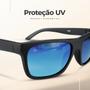 Imagem de oculos sol masculino verao emborrachado proteção uv praia armação preta moda masculina lente azul