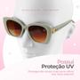 Imagem de oculos sol praia social vintage proteção uv feminino + case quadrado qualidade premium lentes marrom