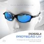 Imagem de Oculos sol preto azul lupa proteção uv masculino + case qualidade premium lente azul espelhada