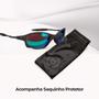 Imagem de oculos sol preto lupa verde metal proteção uv praia casual aste metal estiloso lente espelhada qualidade premium