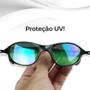 Imagem de oculos sol preto proteção uv praia masculino lupa + case casual lente verde espelhada verão presente