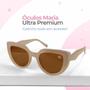 Imagem de oculos sol proteção uv case feminino social praia vintage formato gatinho acetato bege presente luxo