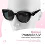 Imagem de oculos sol proteção uv feminino social vintage praia + case luxo delicado estiloso original preto