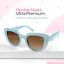 Imagem de oculos sol proteção uv social feminino praia + case estiloso azul transparente qualidade premium