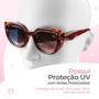 Imagem de oculos sol proteção uv social vintage praia feminino + case delicado moda verão marrom acetato luxo