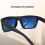 Imagem de Óculos Sol Quadrado Masculino Preto Fosco Social Proteção UV Acetato Premium