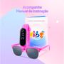 Imagem de Oculos sol + relogio digital prova dagua infantil led + case rosa ajustavel data menina silicone