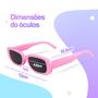 Imagem de Oculos sol retro infantil proteção uv rosa + case qualidade premium presente menina