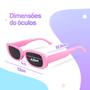 Imagem de Oculos sol retro rosa infantil proteção uv + case presente qualidade premium menina