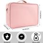 Imagem de OEWOER PU Leather Professional Makeup Bag 16 Inches Travel Makeup Case Large Cosmetic Train Case Sets Cosmetic Organizer Box with Ajustable Strap and Make up Brush for Hair Curler Millennial (L-Pink)