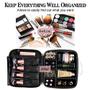 Imagem de OEWOER Travel Makeup Bag 10,2 polegadas Makeup Train Case Organizer Saco cosmético portátil com divisórias ajustáveis e alça de ombro mármore couro Sacos de maquiagem para pincéis de maquiagem Acessórios de higiene