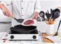 Imagem de onjunto de utensílios de cozinha, kit de silicone com espátula e cabo de madeira PRETO