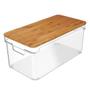 Imagem de Organizador Clear 6,3L C/ Tampa de Bambu 30,5x15,5x13,5cm