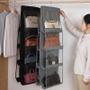 Imagem de Organizador de bolsas com 6 compartimentos e cabide prático ideal para closet Perfeito para armazenar sapatos bolsas e roupas