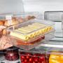 Imagem de Organizador de geladeiras porta frios duplo em acrílico com tampa empilháveis organize