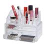 Imagem de Organizador de maquiagem 16 divisorias acrilico cosmeticos e pinceis com 3 gavetas caixa kangur