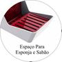 Imagem de Organizador de Pia Porta Detergente Esponja - Branco/Vermelho