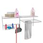 Imagem de Organizador Modular Lavanderia c/ 2 Prateleiras e Varal de Parede Arara 120x50cm Ganchos Prateleiras Estante Aramado