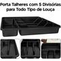 Imagem de Organizador Porta Talheres de Gaveta com 5 Divisórias - Preto, Branco ou Cinza